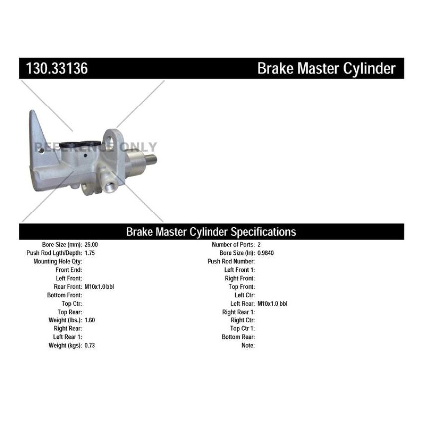 CENTRIC PARTS 130.33136 Centric Premium Brake Master Cylinder