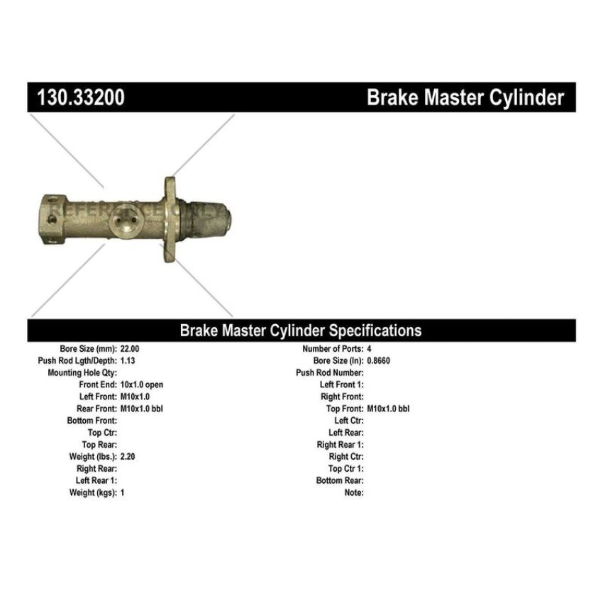 CENTRIC PARTS 130.33200 Centric Premium Brake Master Cylinder