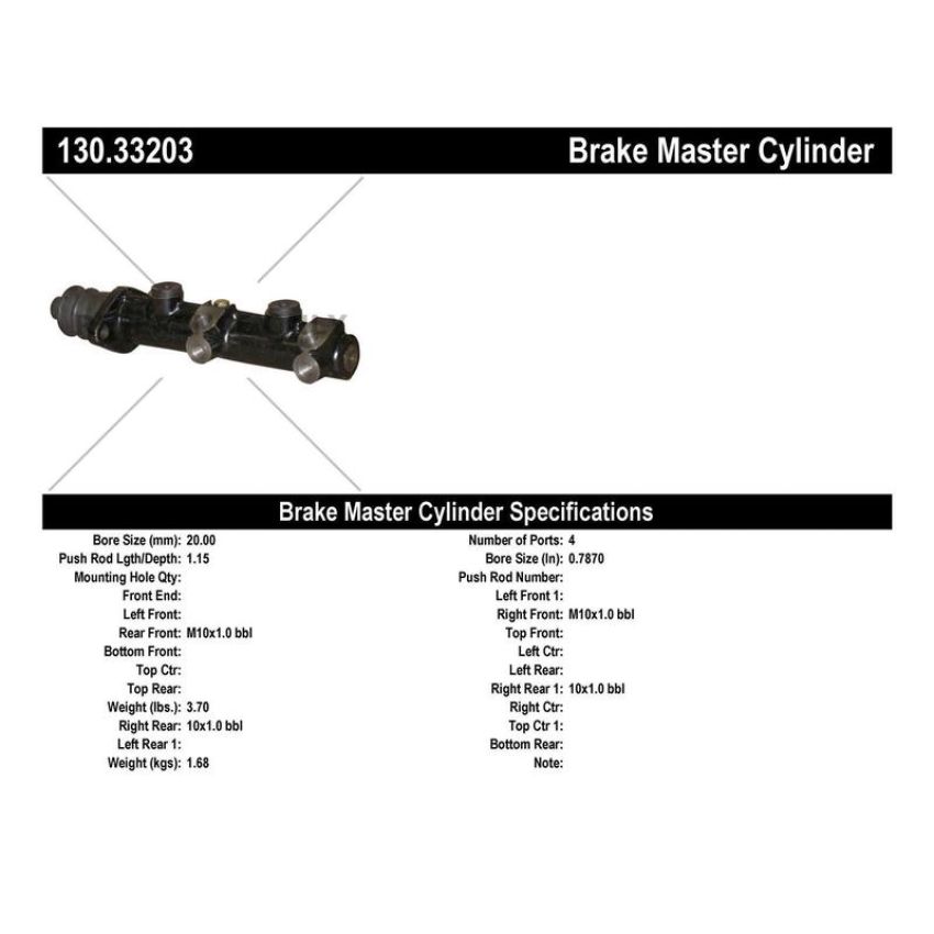 CENTRIC PARTS 130.33203 Centric Premium Brake Master Cylinder