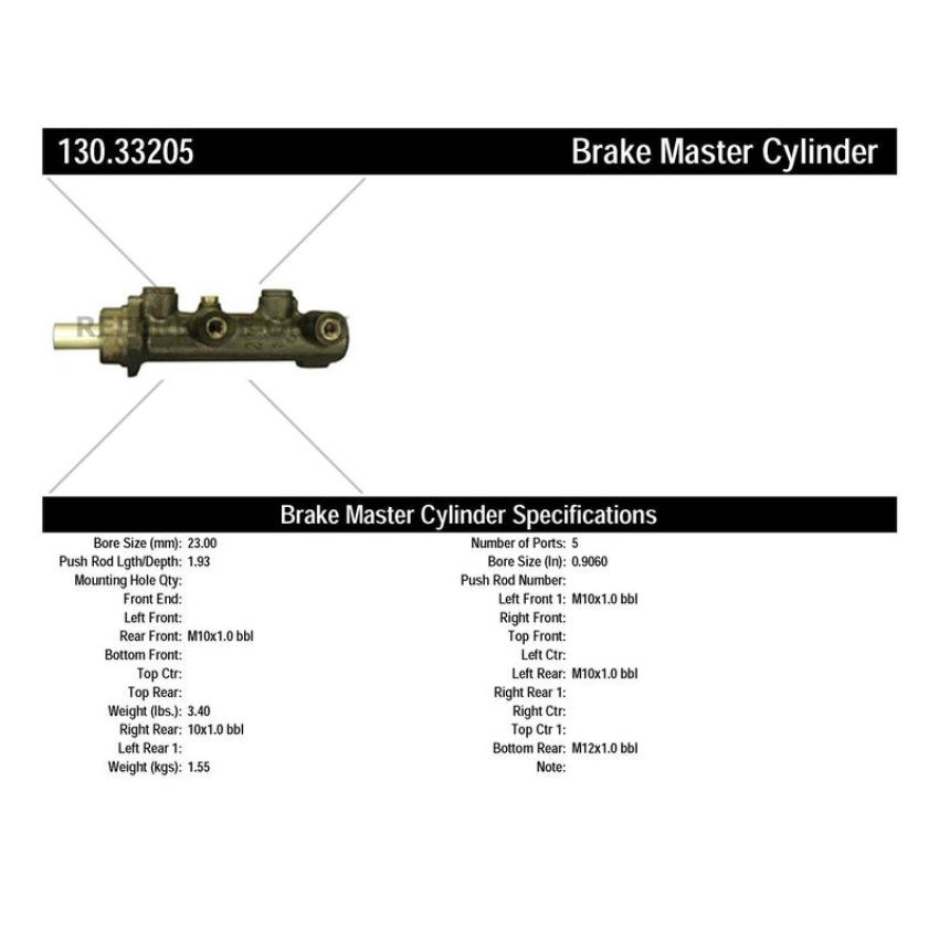 CENTRIC PARTS 130.33205 Centric Premium Brake Master Cylinder