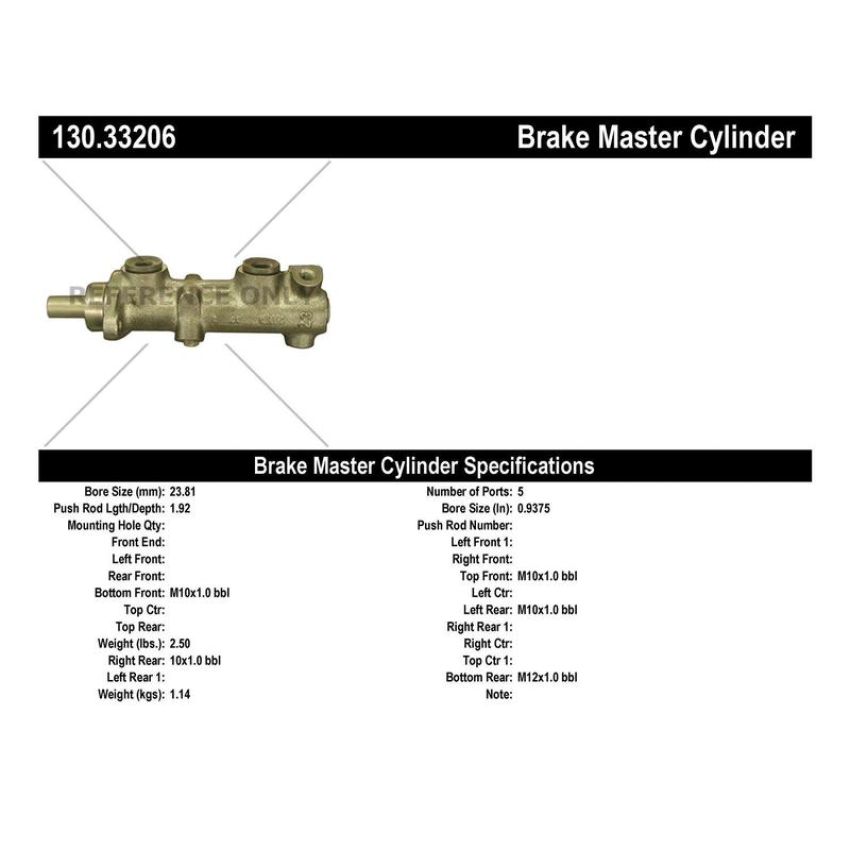 CENTRIC PARTS 130.33206 Centric Premium Brake Master Cylinder