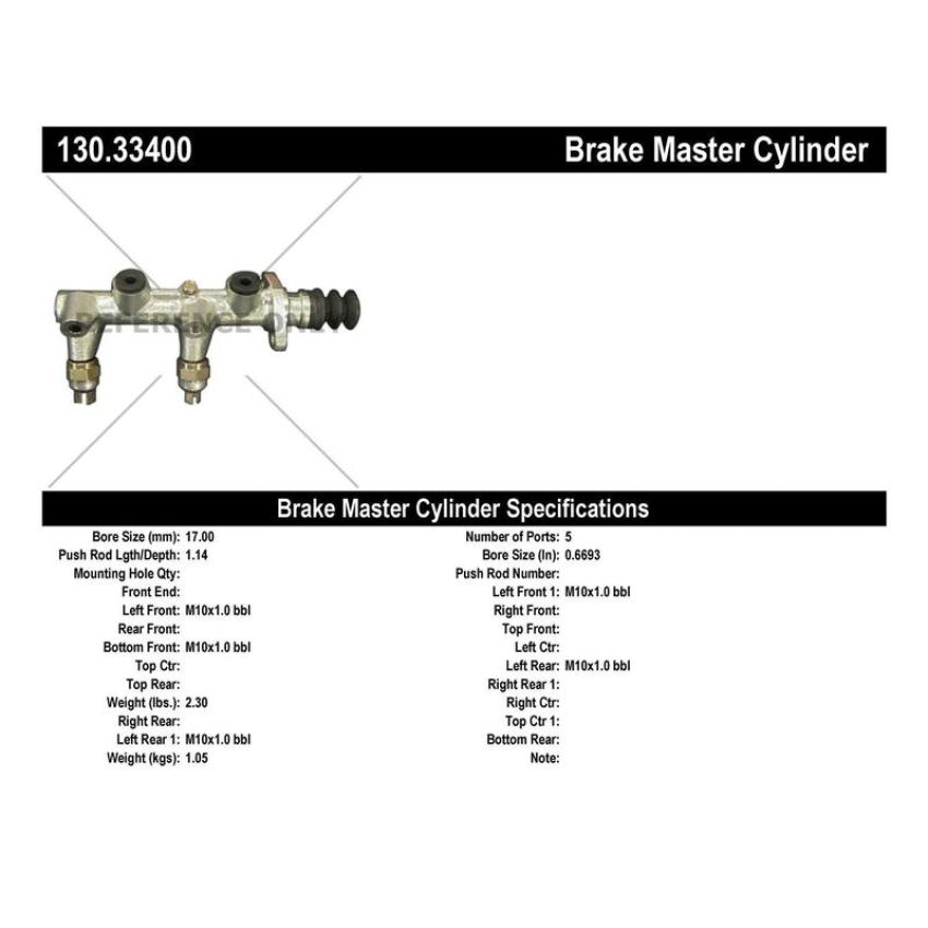 CENTRIC PARTS 130.33400 Centric Premium Brake Master Cylinder