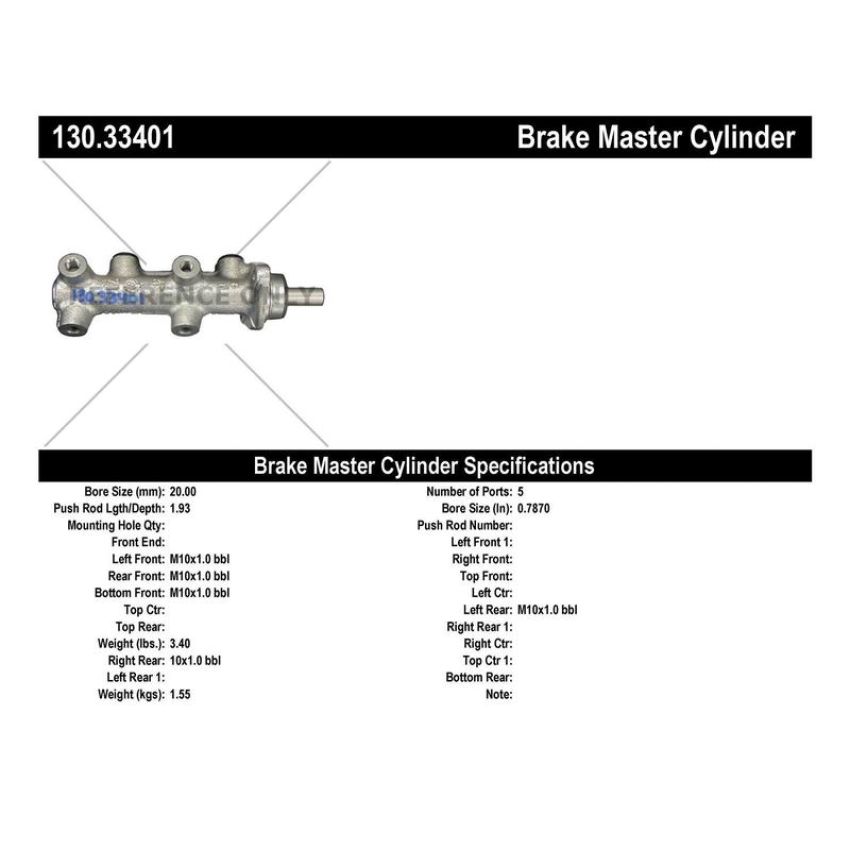 CENTRIC PARTS 130.33401 Centric Premium Brake Master Cylinder