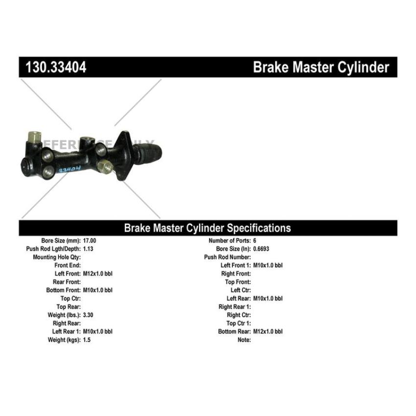 CENTRIC PARTS 130.33404 Centric Premium Brake Master Cylinder