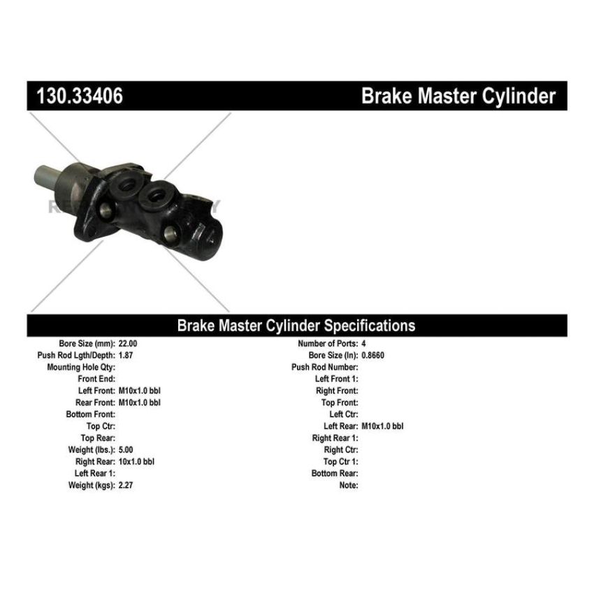 CENTRIC PARTS 130.33406 Centric Premium Brake Master Cylinder