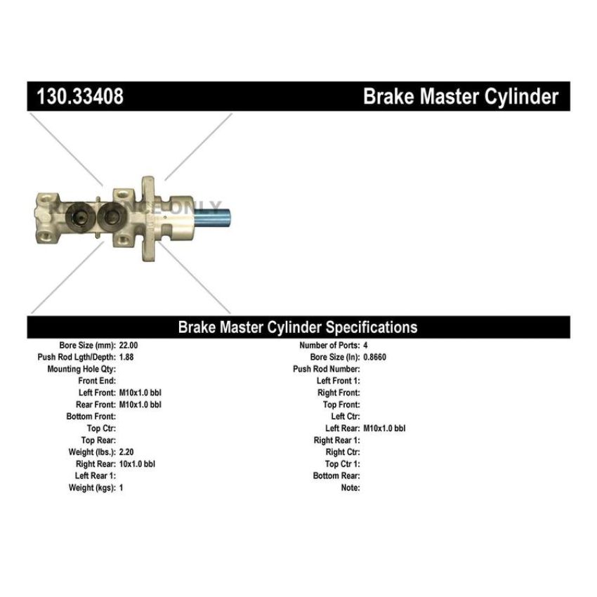 CENTRIC PARTS 130.33408 Centric Premium Brake Master Cylinder