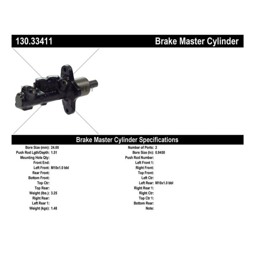CENTRIC PARTS 130.33411 Centric Premium Brake Master Cylinder