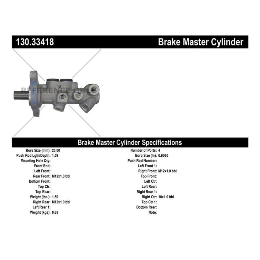 CENTRIC PARTS 130.33418 Centric Premium Brake Master Cylinder