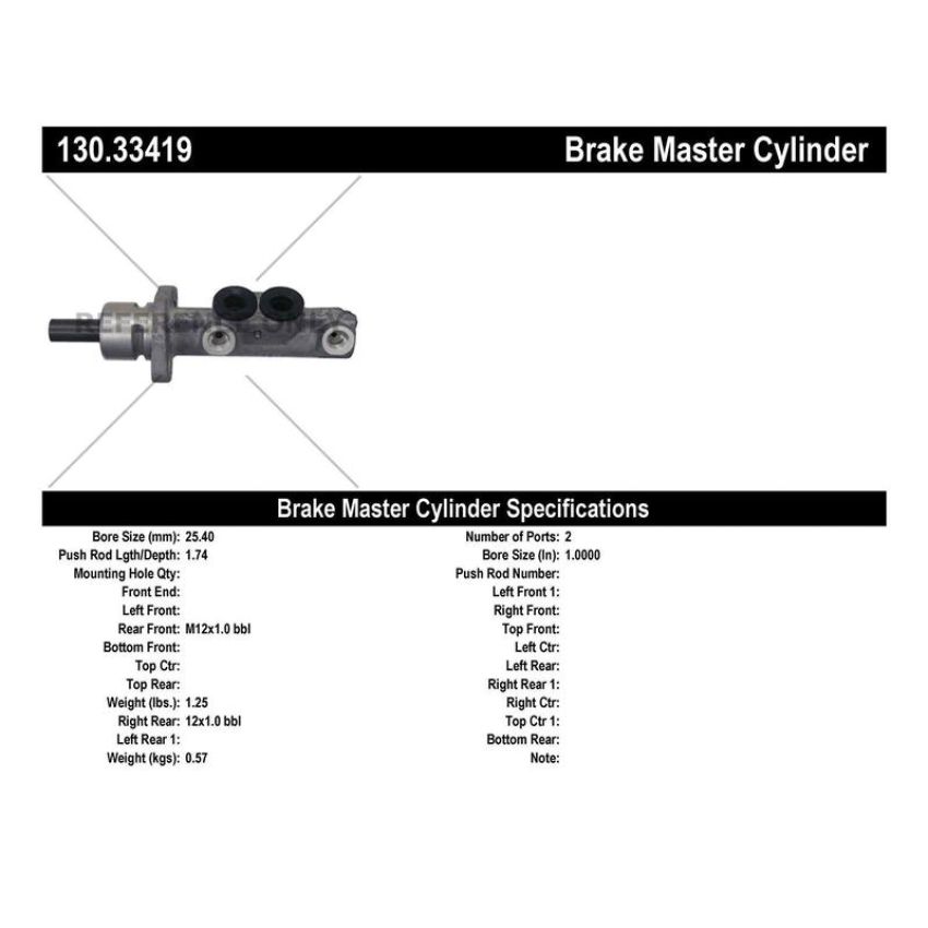 CENTRIC PARTS 130.33419 Centric Premium Brake Master Cylinder
