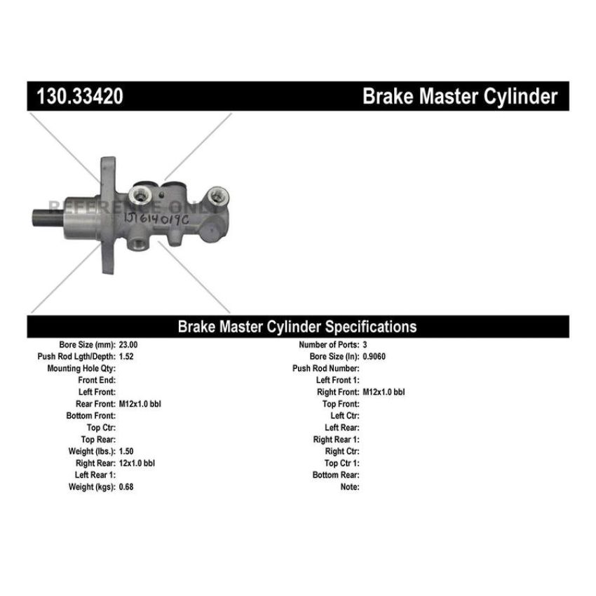 CENTRIC PARTS 130.33420 Centric Premium Brake Master Cylinder
