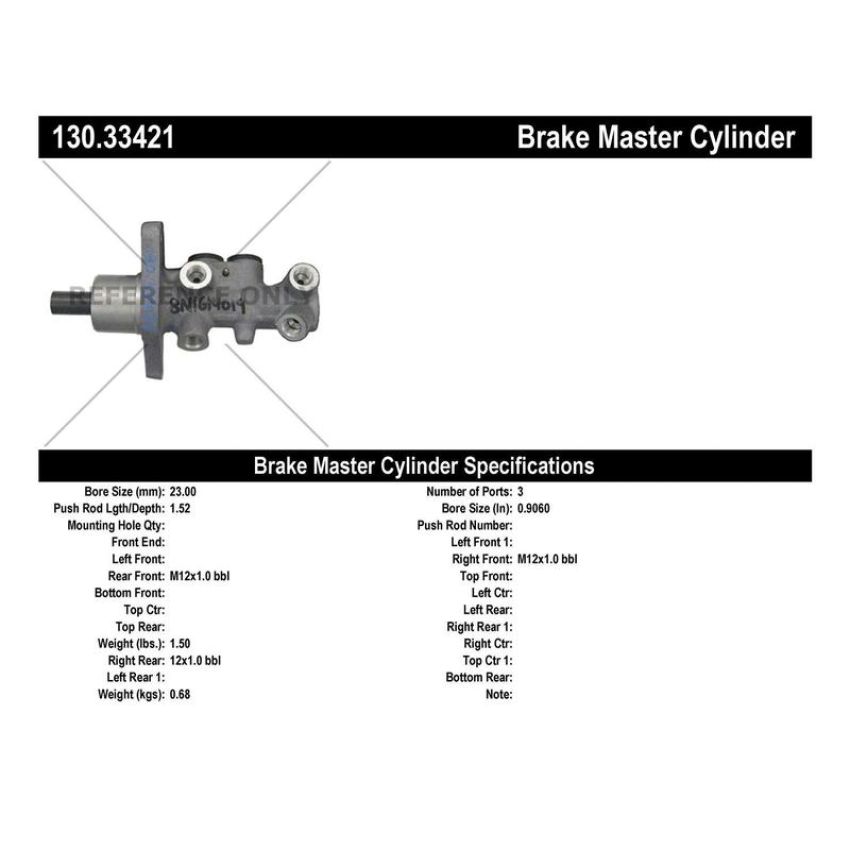 CENTRIC PARTS 130.33421 Centric Premium Brake Master Cylinder