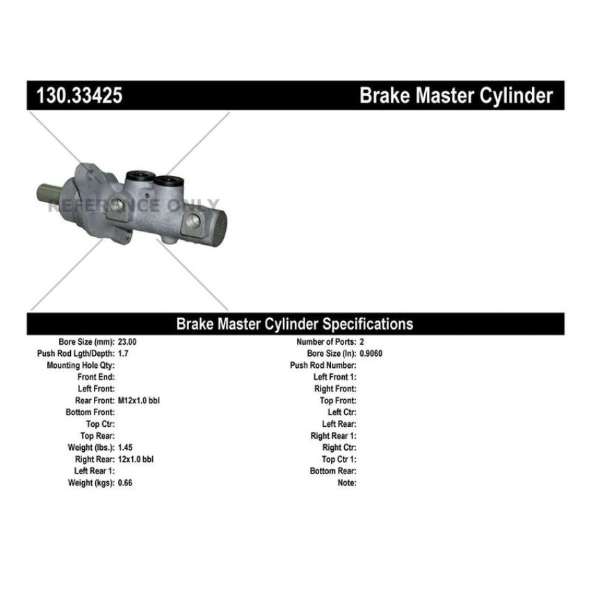 CENTRIC PARTS 130.33425 Centric Premium Brake Master Cylinder