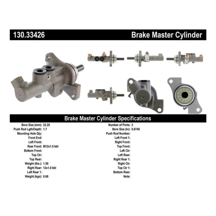 CENTRIC PARTS 130.33426 Centric Premium Brake Master Cylinder