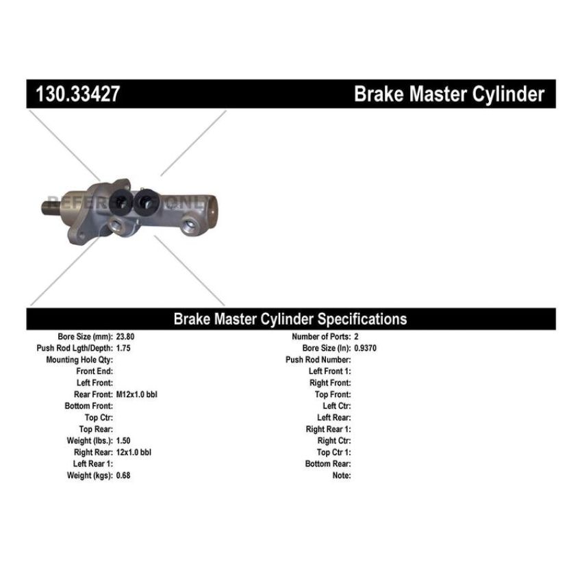 CENTRIC PARTS 130.33427 Centric Premium Brake Master Cylinder