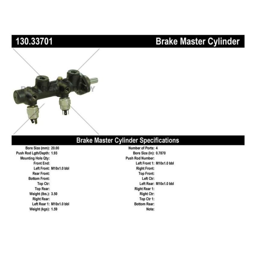 CENTRIC PARTS 130.33701 Centric Premium Brake Master Cylinder