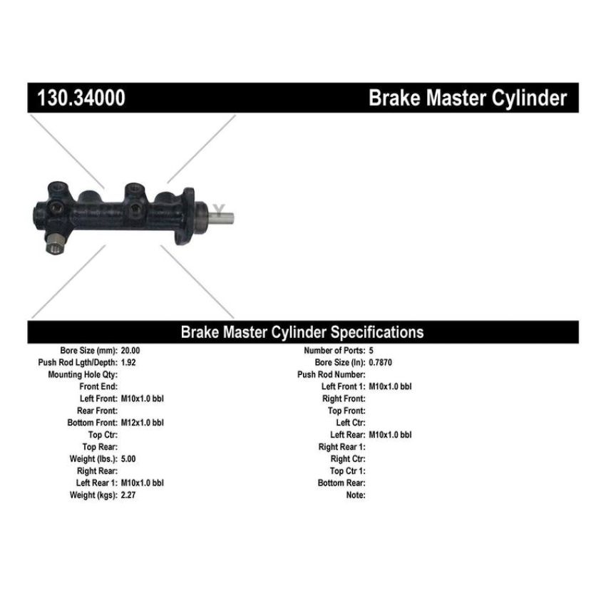 CENTRIC PARTS 130.34000 Centric Premium Brake Master Cylinder