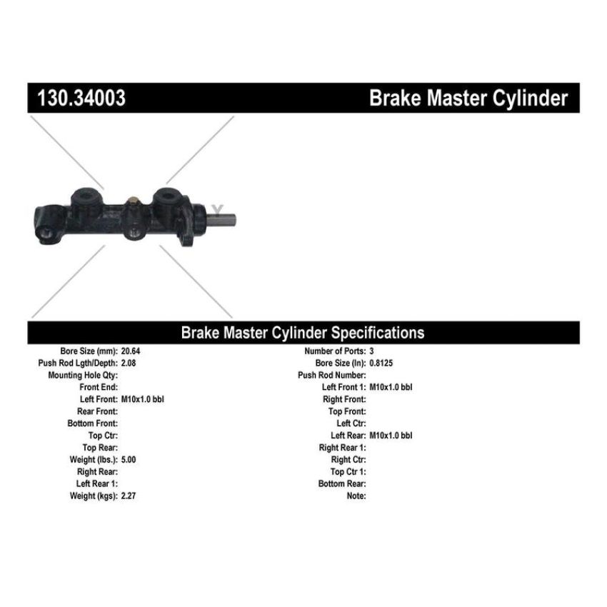 CENTRIC PARTS 130.34003 Centric Premium Brake Master Cylinder