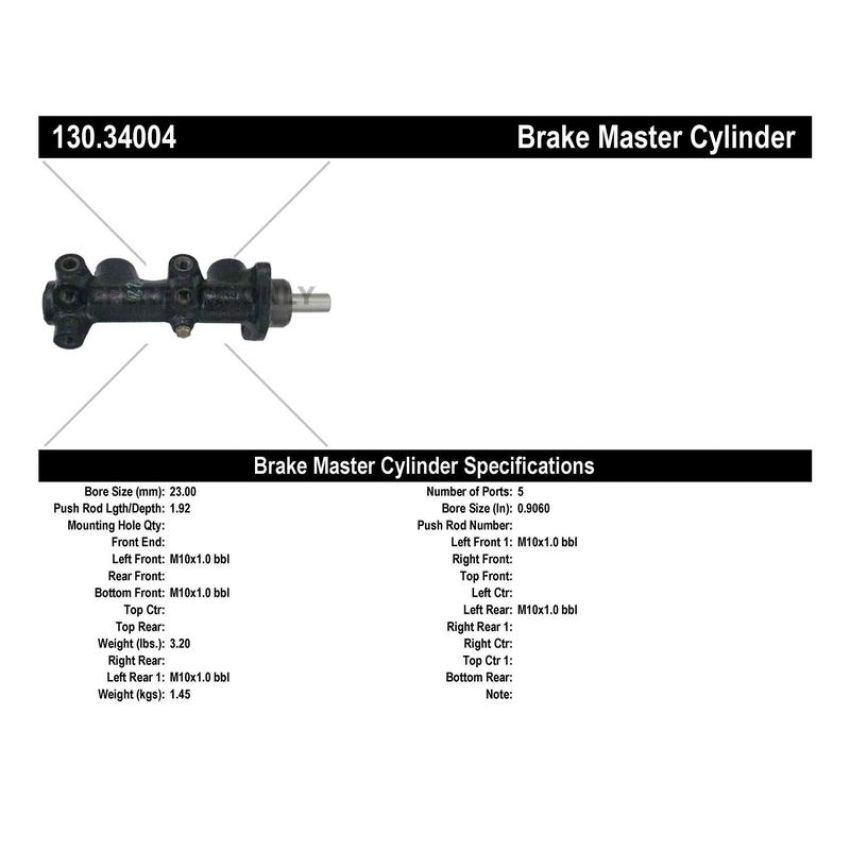 CENTRIC PARTS 130.34004 Centric Premium Brake Master Cylinder