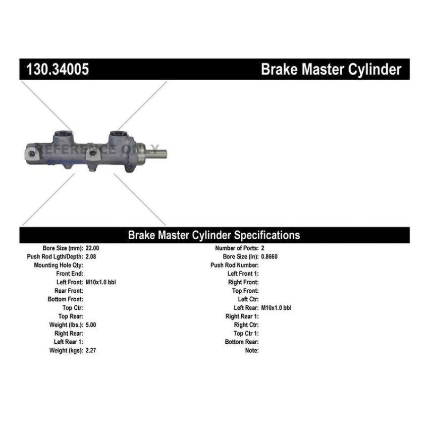 CENTRIC PARTS 130.34005 Centric Premium Brake Master Cylinder