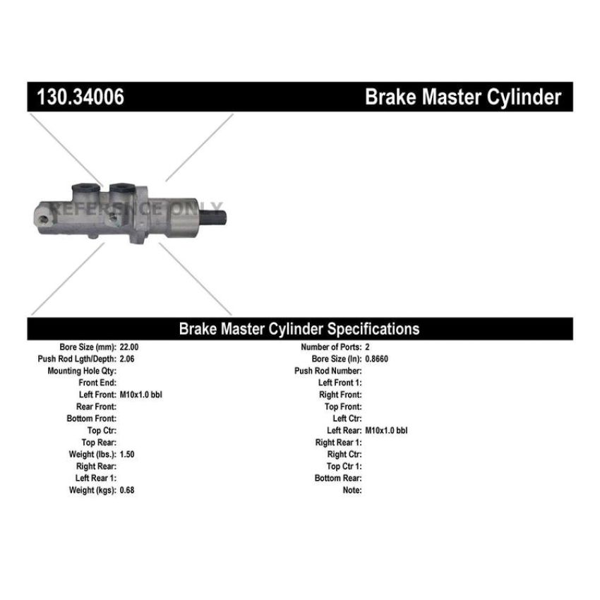 CENTRIC PARTS 130.34006 Centric Premium Brake Master Cylinder