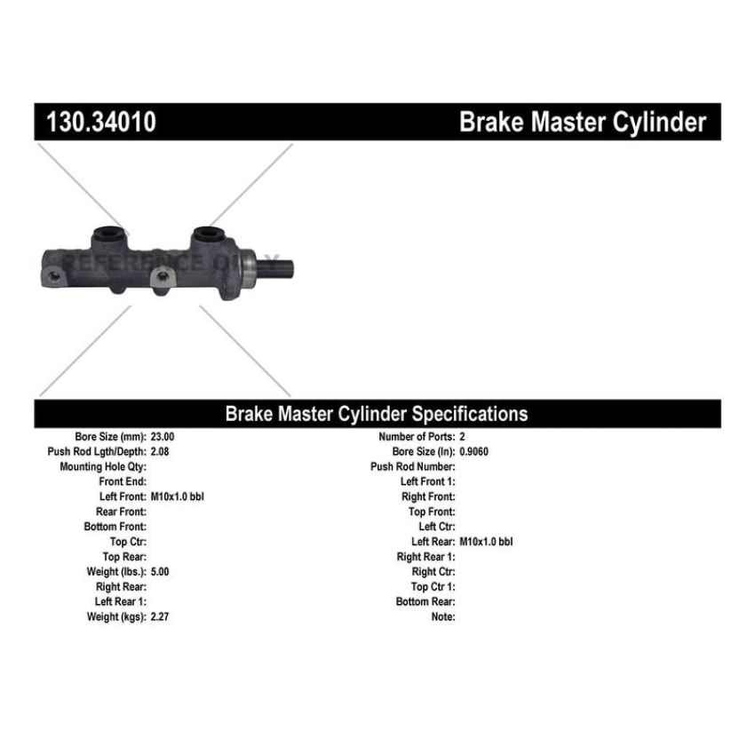 CENTRIC PARTS 130.34010 Centric Premium Brake Master Cylinder