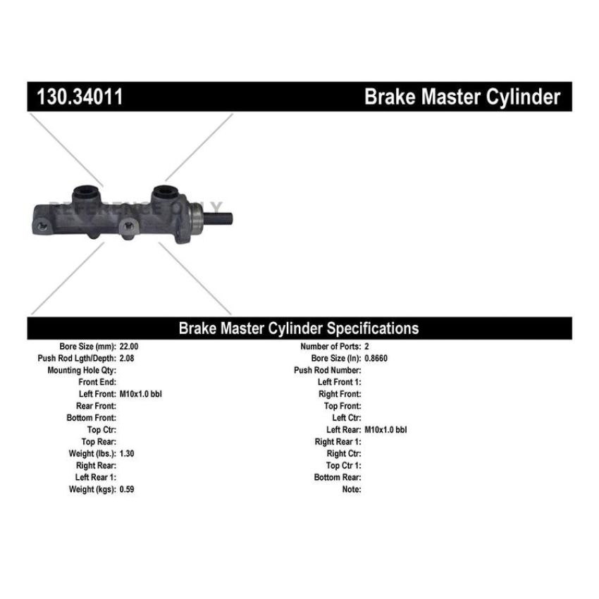 CENTRIC PARTS 130.34011 Centric Premium Brake Master Cylinder