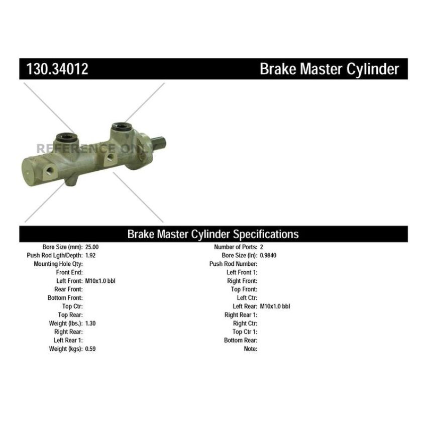 CENTRIC PARTS 130.34012 Centric Premium Brake Master Cylinder