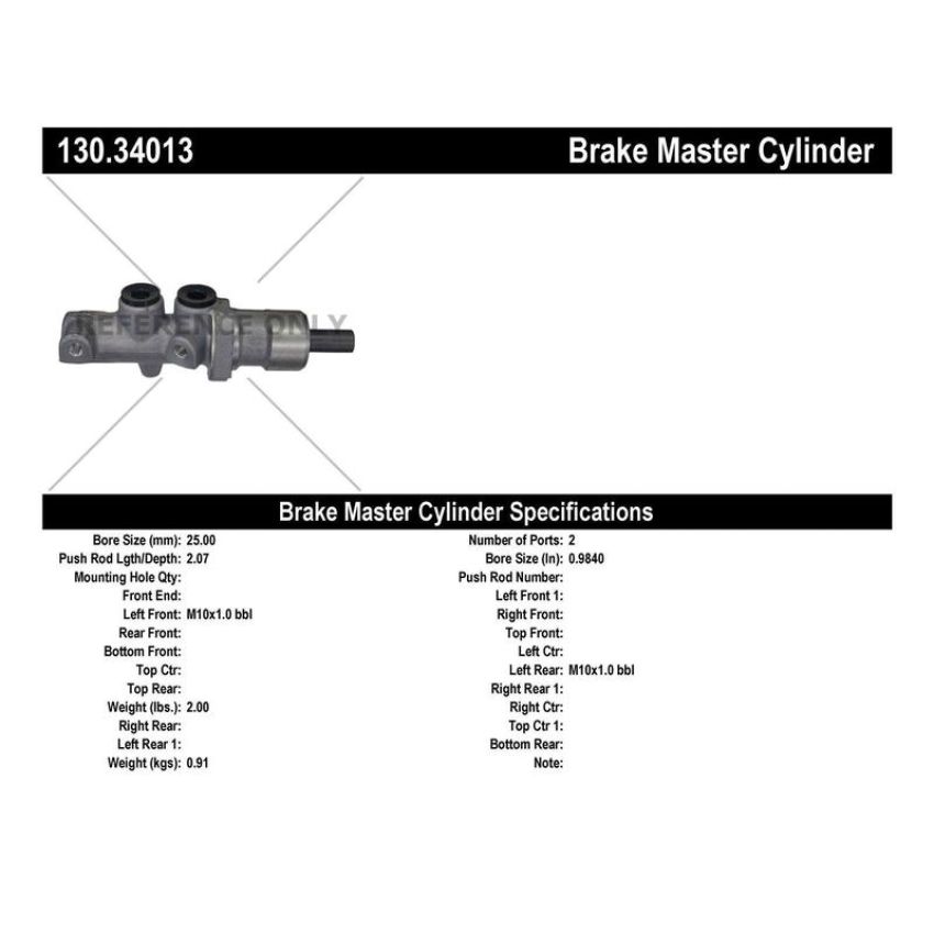 CENTRIC PARTS 130.34013 Centric Premium Brake Master Cylinder