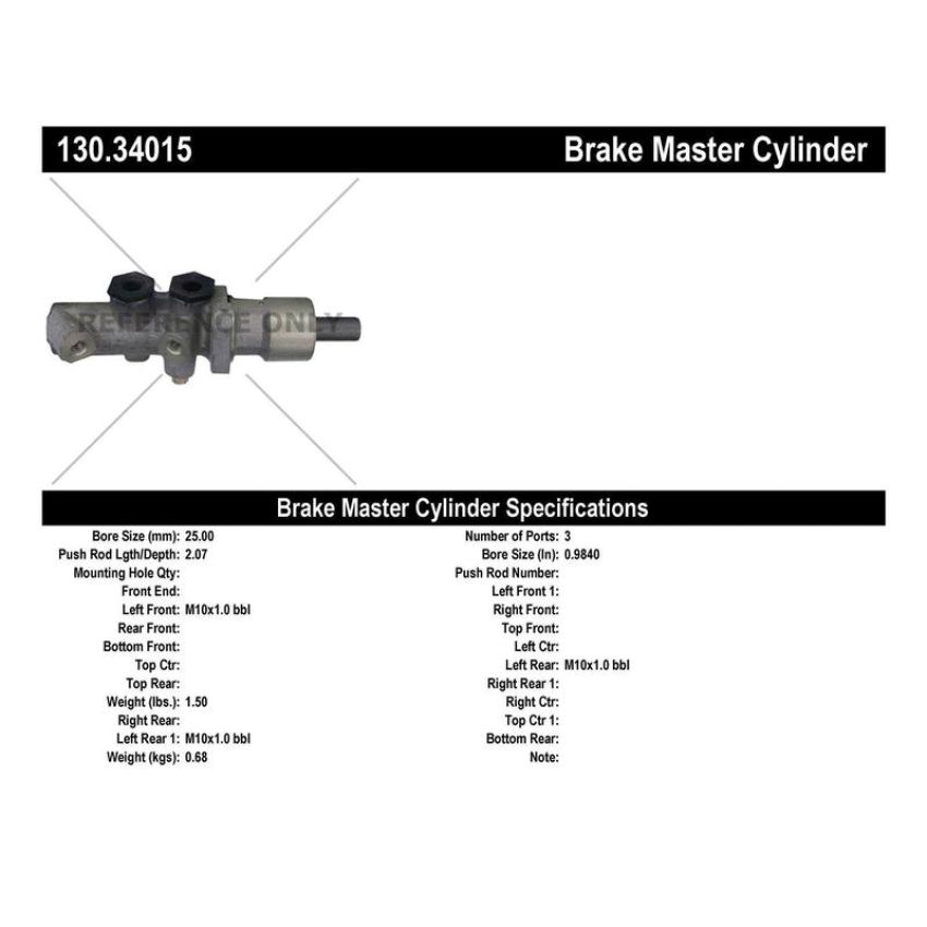 CENTRIC PARTS 130.34015 Centric Premium Brake Master Cylinder