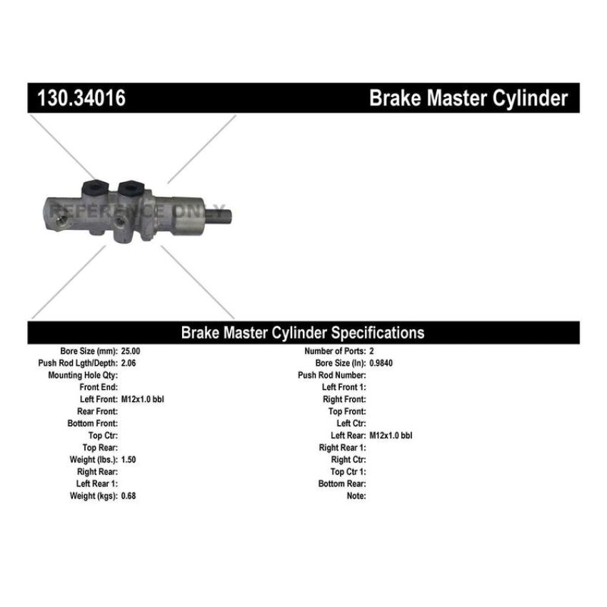 CENTRIC PARTS 130.34016 Centric Premium Brake Master Cylinder