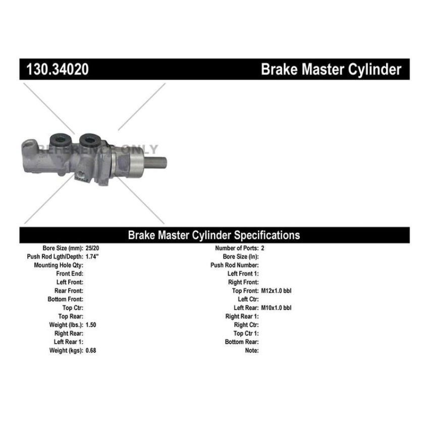 CENTRIC PARTS 130.34020 Centric Premium Brake Master Cylinder