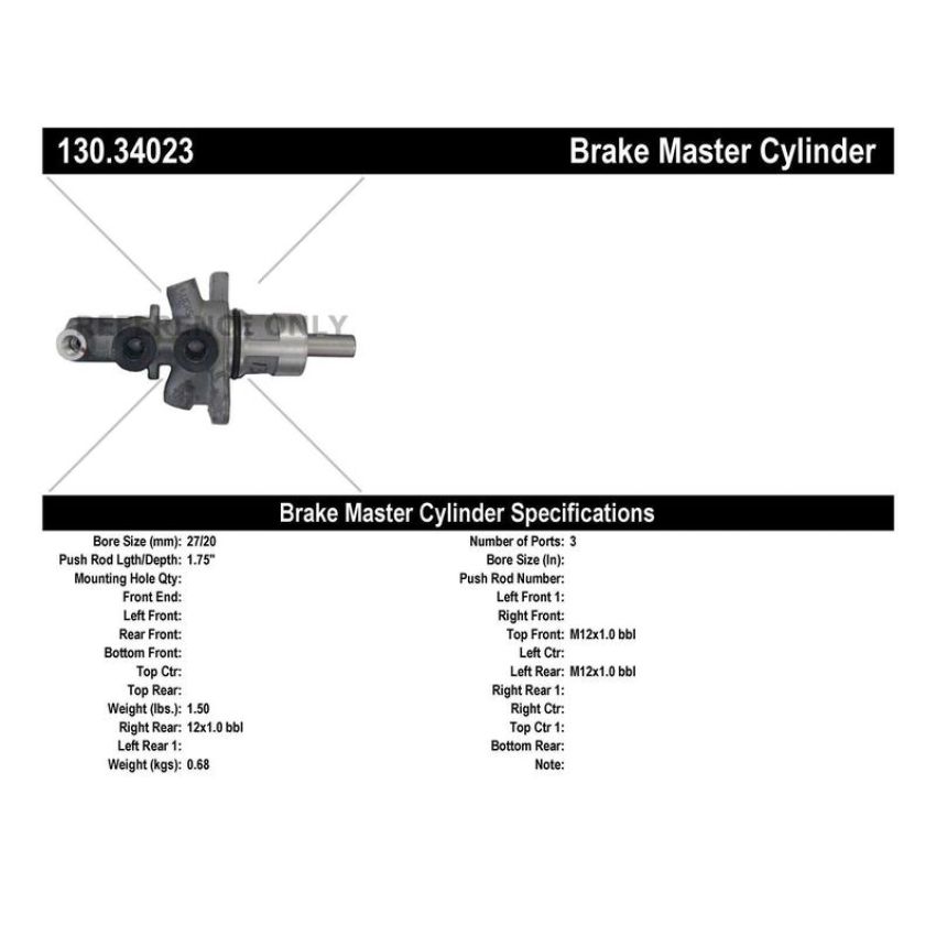 CENTRIC PARTS 130.34023 Centric Premium Brake Master Cylinder