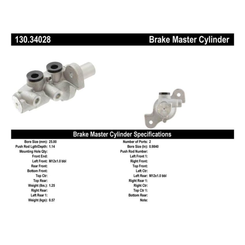 CENTRIC PARTS 130.34028 Centric Premium Brake Master Cylinder