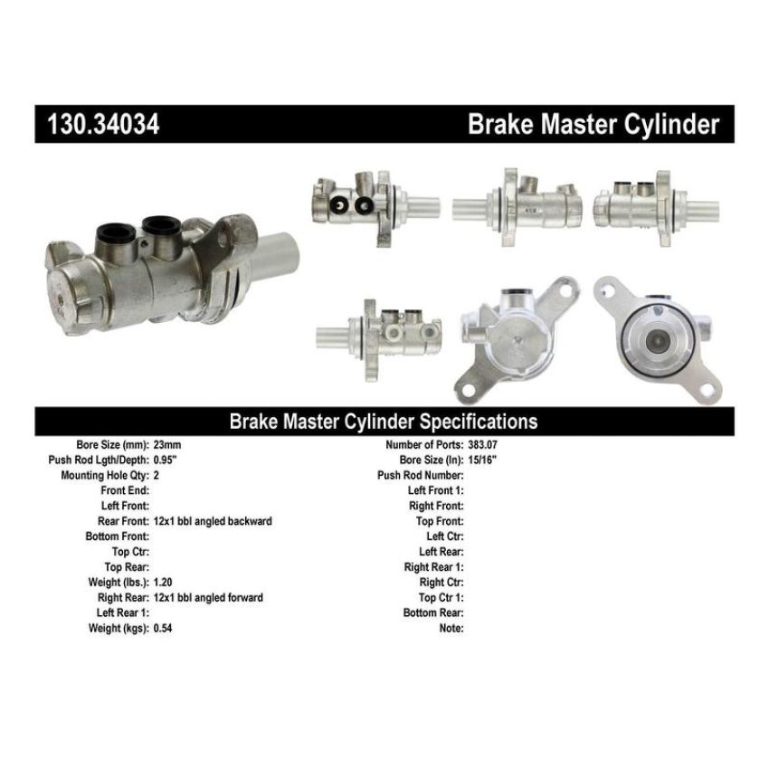 CENTRIC PARTS 130.34034 Centric Premium Brake Master Cylinder