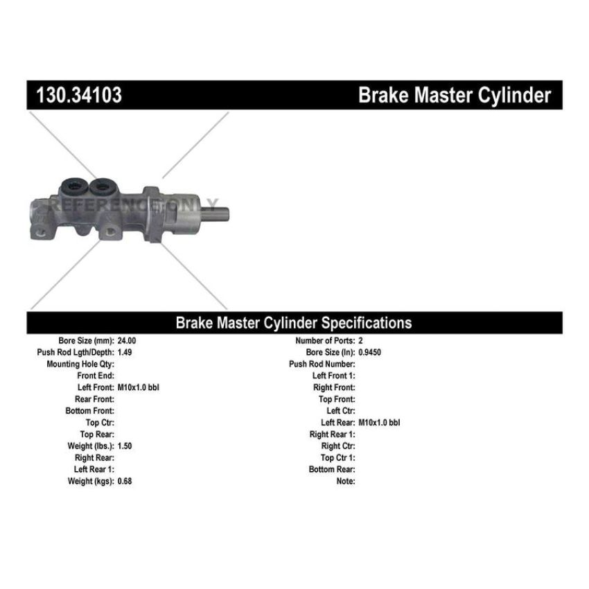 CENTRIC PARTS 130.34103 Centric Premium Brake Master Cylinder