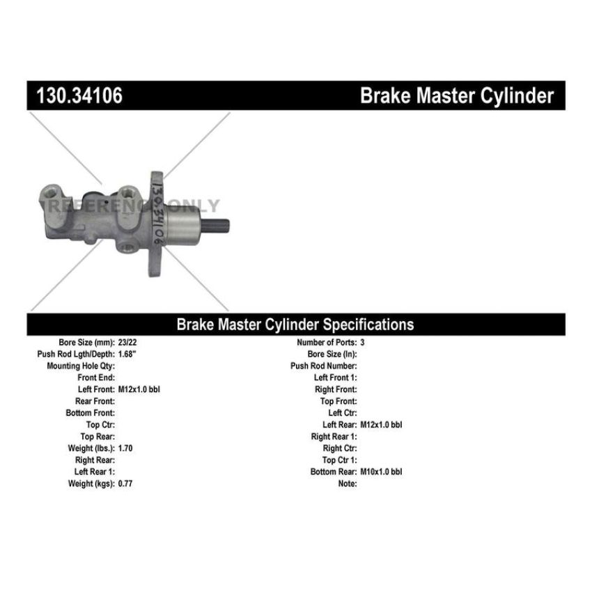 CENTRIC PARTS 130.34106 Centric Premium Brake Master Cylinder