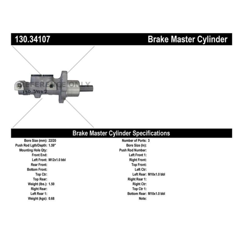 CENTRIC PARTS 130.34107 Centric Premium Brake Master Cylinder