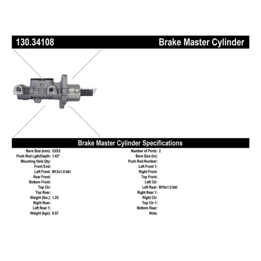 CENTRIC PARTS 130.34108 Centric Premium Brake Master Cylinder