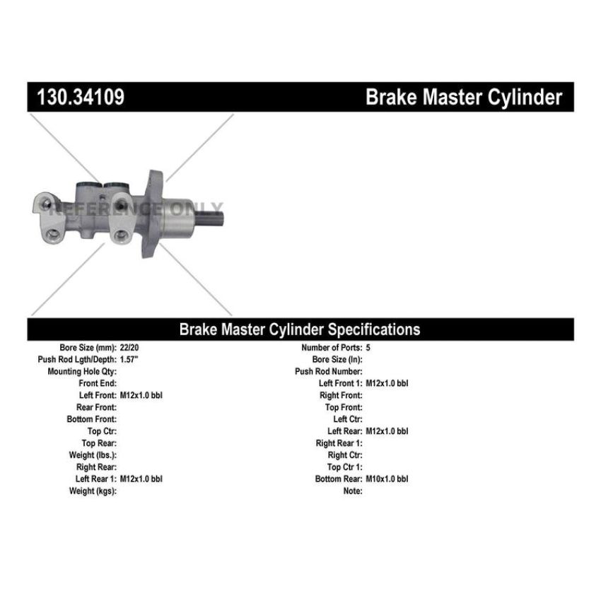 CENTRIC PARTS 130.34109 Centric Premium Brake Master Cylinder