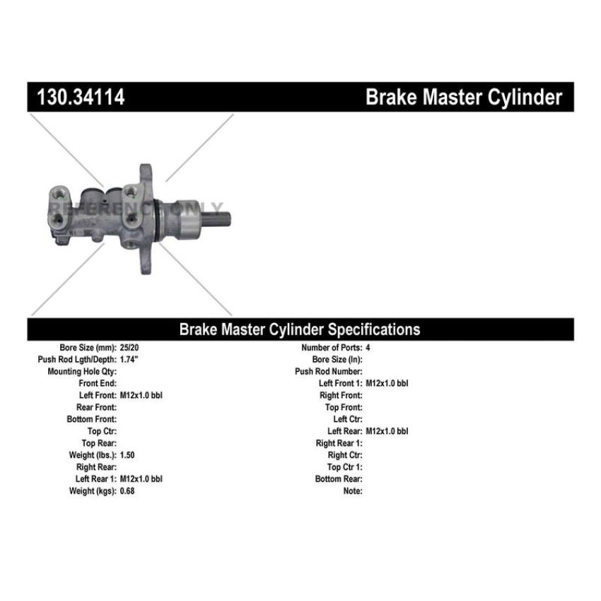 CENTRIC PARTS 130.34114 Centric Premium Brake Master Cylinder