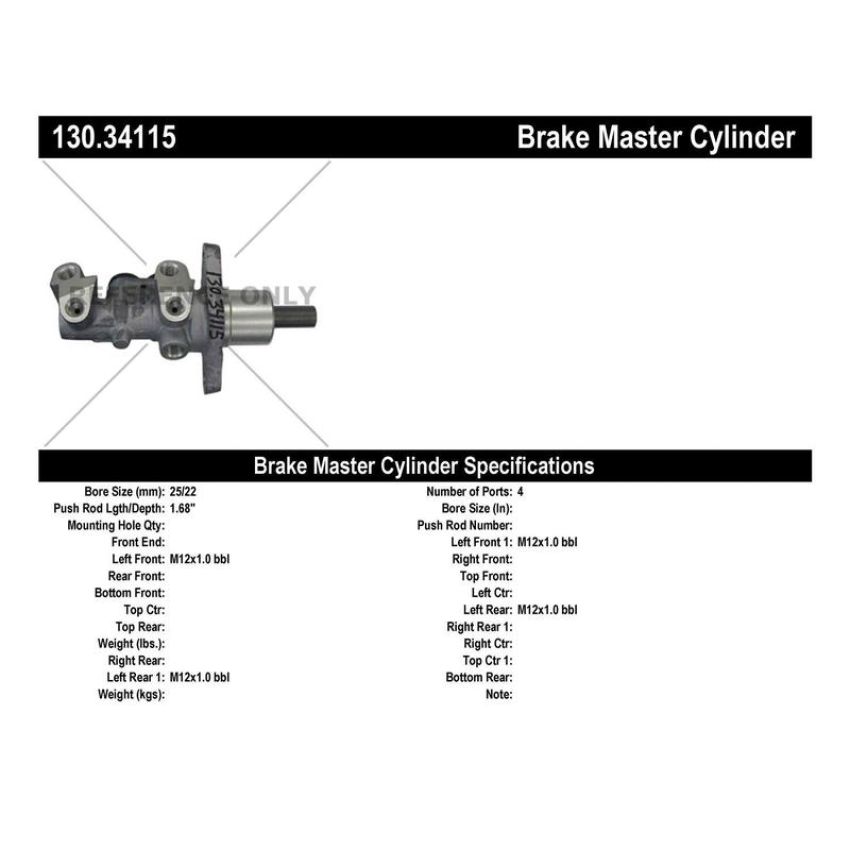 CENTRIC PARTS 130.34115 Centric Premium Brake Master Cylinder