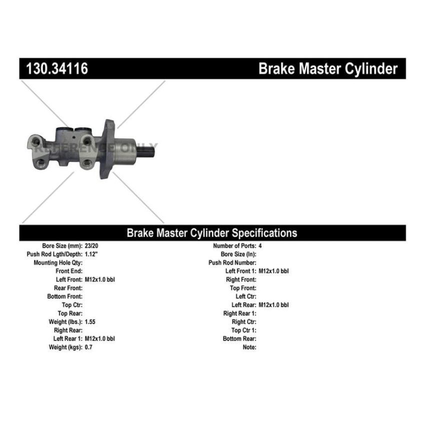 CENTRIC PARTS 130.34116 Centric Premium Brake Master Cylinder