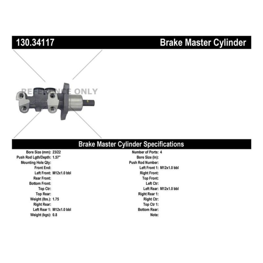 CENTRIC PARTS 130.34117 Centric Premium Brake Master Cylinder