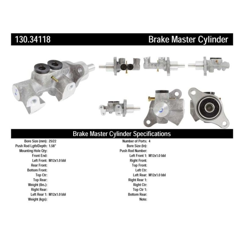 CENTRIC PARTS 130.34118 Centric Premium Brake Master Cylinder