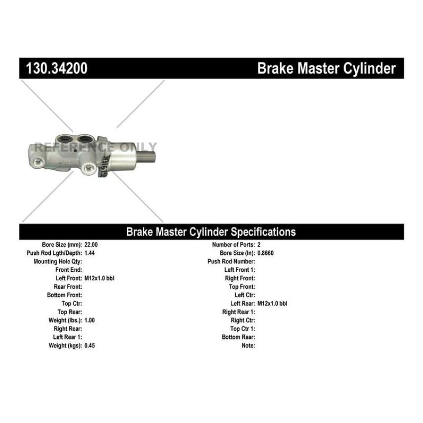 CENTRIC PARTS 130.34200 Centric Premium Brake Master Cylinder