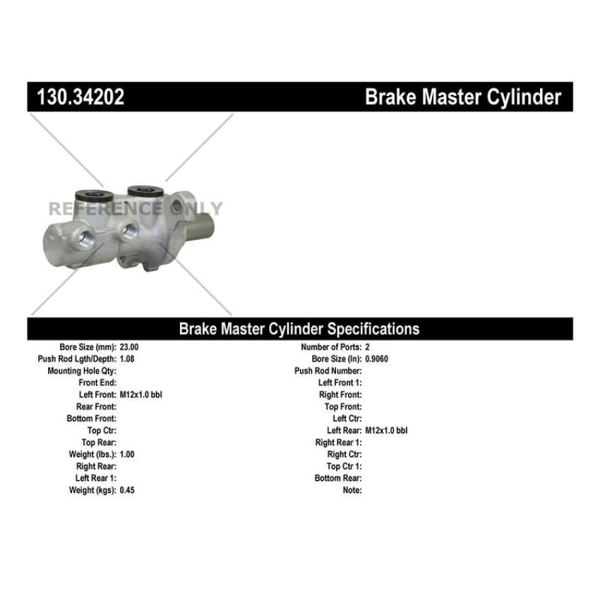CENTRIC PARTS 130.34202 Centric Premium Brake Master Cylinder