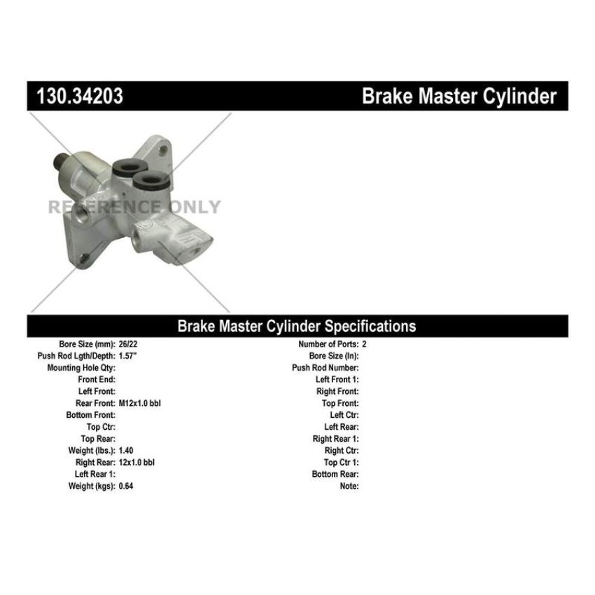 CENTRIC PARTS 130.34203 Centric Premium Brake Master Cylinder