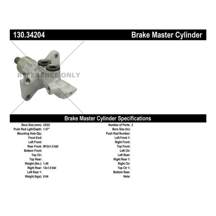 CENTRIC PARTS 130.34204 Centric Premium Brake Master Cylinder