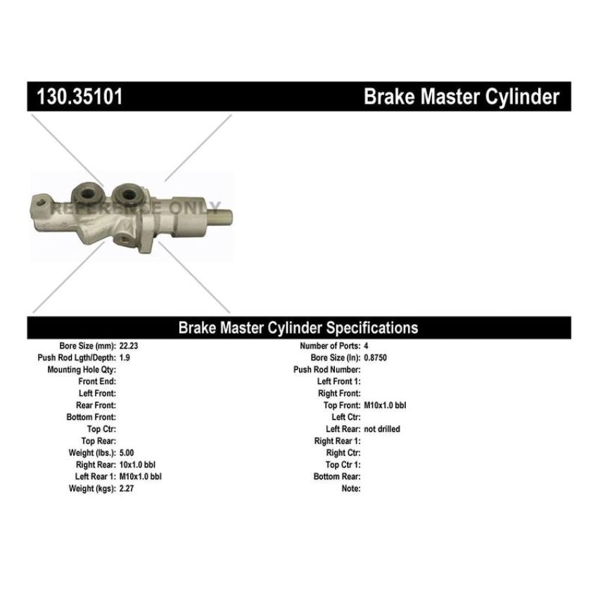 CENTRIC PARTS 130.35101 Centric Premium Brake Master Cylinder