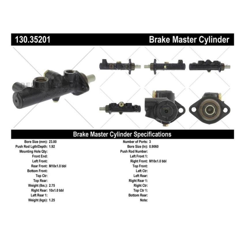 CENTRIC PARTS 130.35201 Centric Premium Brake Master Cylinder